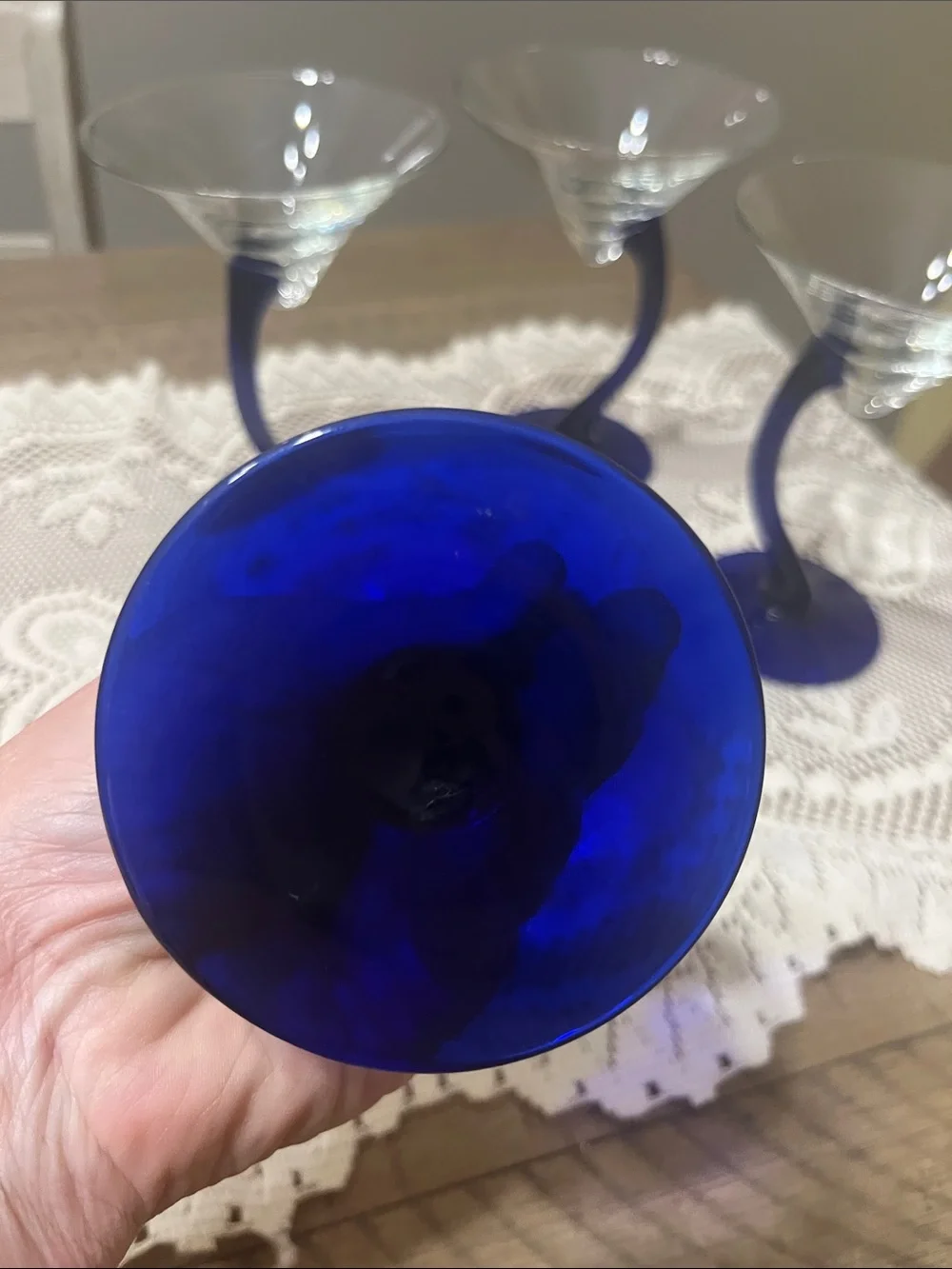 Set Of 4 Libbey Bravura Martini Glasses Cobalt Blue